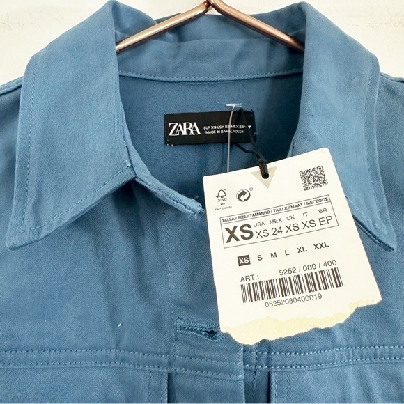 Zara Women’s XS Blue Denim Button Fromt Mini Dress New - Picture 3 of 5